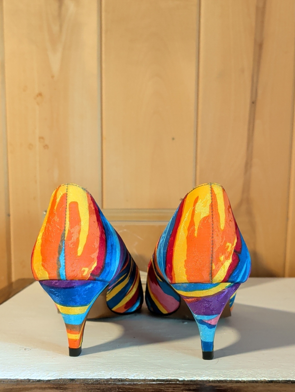 Rainbow Satin Kitten Heels - Picture 3 of 5